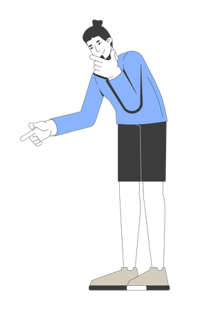 Modern caucasian man in longsleeve finger pointing and thinking  Illustration
