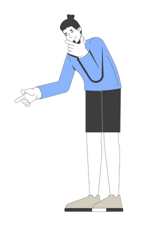 Modern caucasian man in longsleeve finger pointing and thinking  Illustration