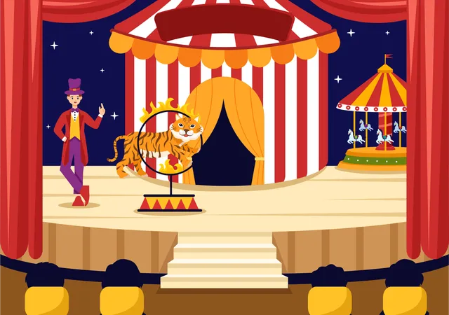 Modern Circus Performance  Illustration