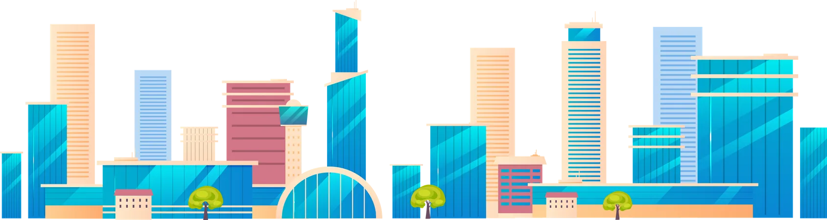 Modern city, metropolis  Illustration