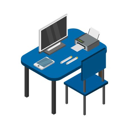 Modern desk  Illustration