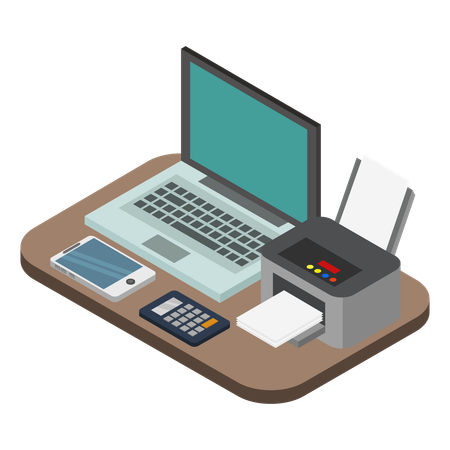 Modern desk  Illustration