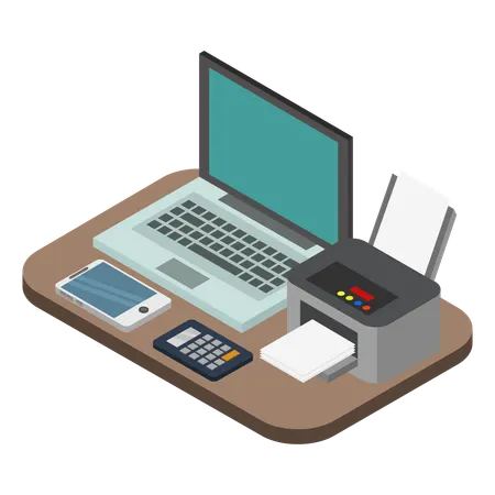 Modern desk  Illustration