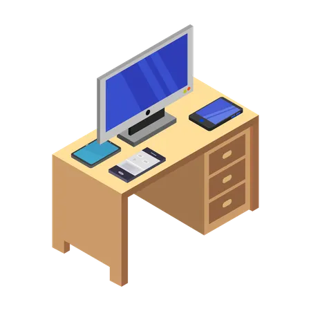Modern desk  Illustration