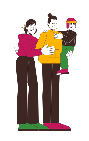 Modern family in winter outerwears  Illustration