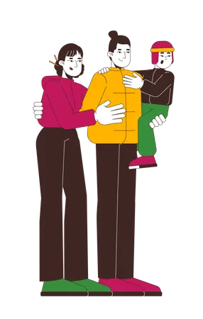 Modern family in winter outerwears  Illustration