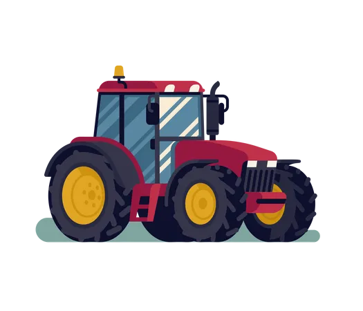 Modern farm field compact tractor  Illustration