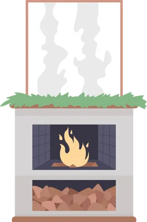 Modern fireplace Illustration