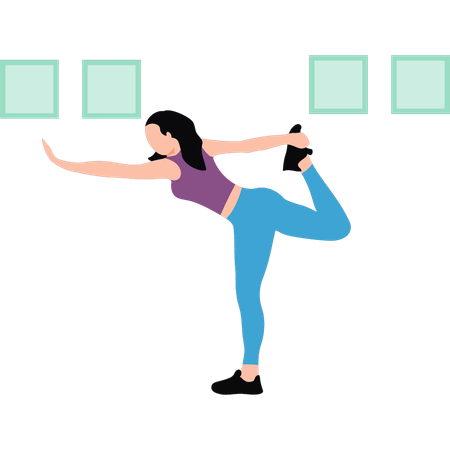 Modern girl is doing leg exercise  Illustration