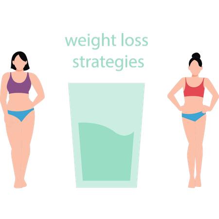 Modern girl is following a weight loss strategy  Illustration