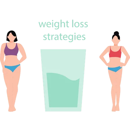 Modern girl is following a weight loss strategy  Illustration