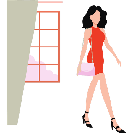 Modern girl is walking  Illustration