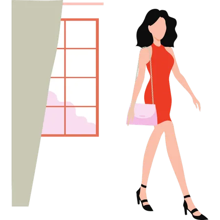 Modern girl is walking  Illustration