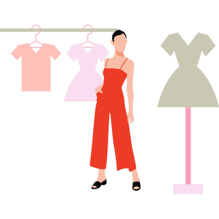 Modern girl is wearing beautiful clothes  Illustration