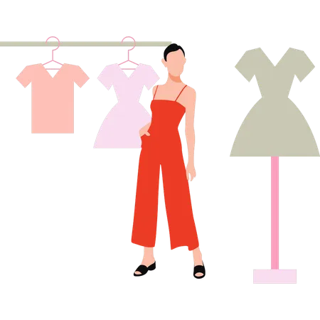 Girl Is Wearing Beautiful Clothes Illustration