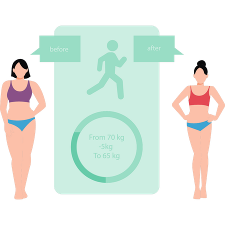 Modern girl lost 5 kg by running  Illustration