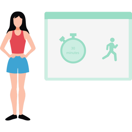 Modern girl runs for 30 minutes to lose weight  Illustration