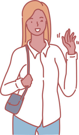Modern girl waving hand  Illustration