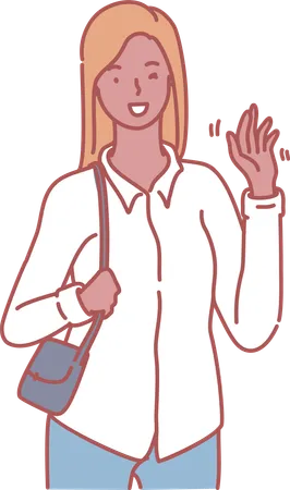 Modern girl waving hand  Illustration