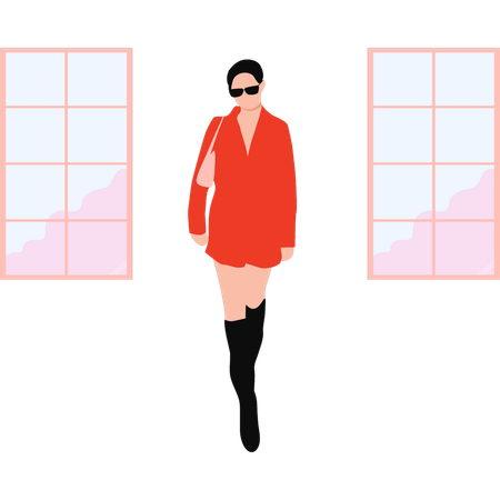 Modern lady is wearing beautiful glasses  Illustration