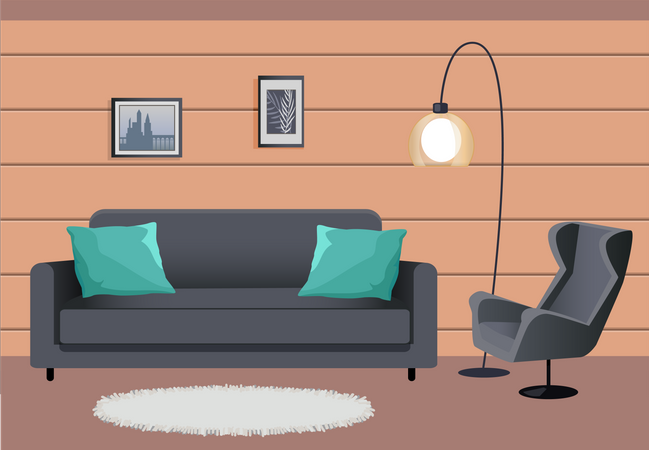 Modern living room interior  Illustration