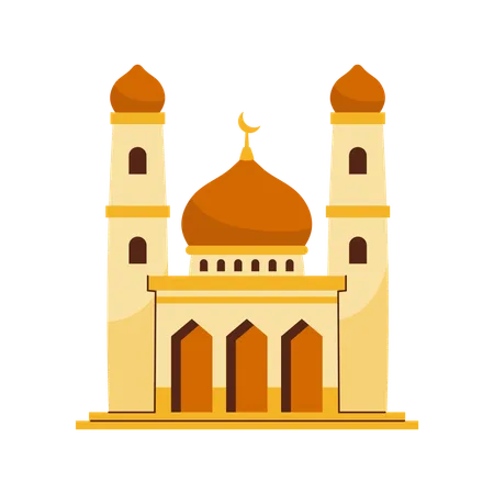 Colorful Illustration Of A Mosque With Domes And Minarets In A Modern Style Illustration