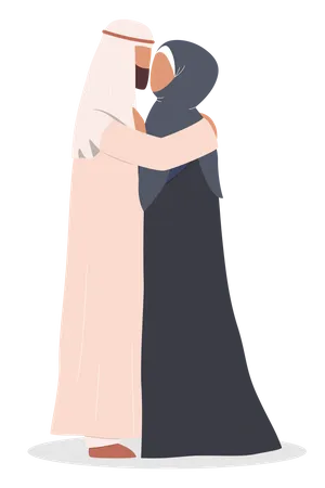 Modern muslim couple kissing each other  Illustration