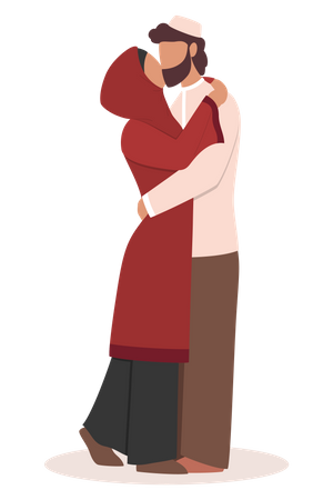 Modern muslim couple kissing each other  Illustration