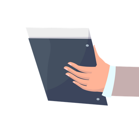 Modern Notepad with Documents in Businessman Hand  일러스트레이션