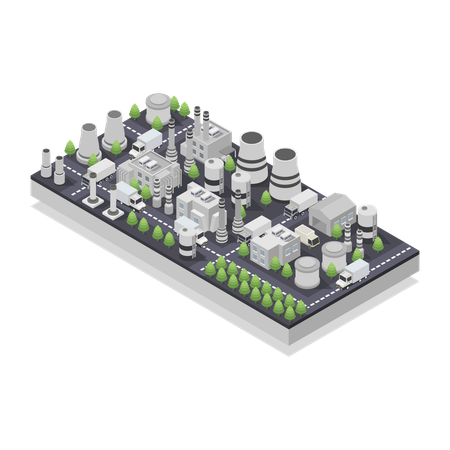 Modern Nuclear Power Station  Illustration