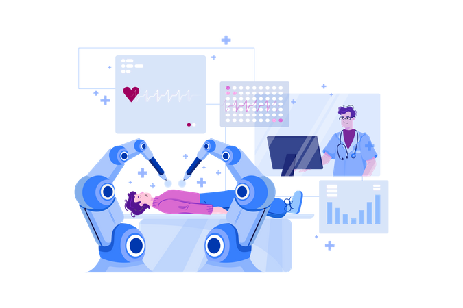 Modern robot doing heart surgery  Illustration