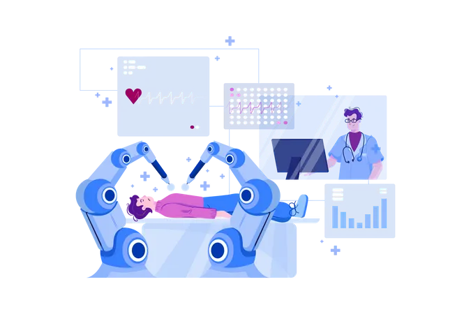 Modern robot doing heart surgery  Illustration