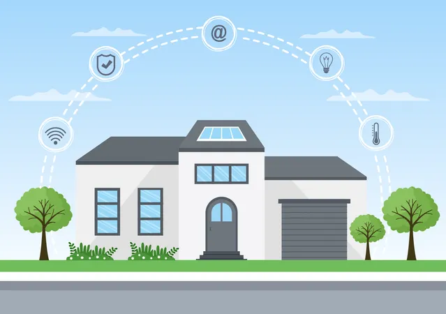 Modern smart house technology Illustration