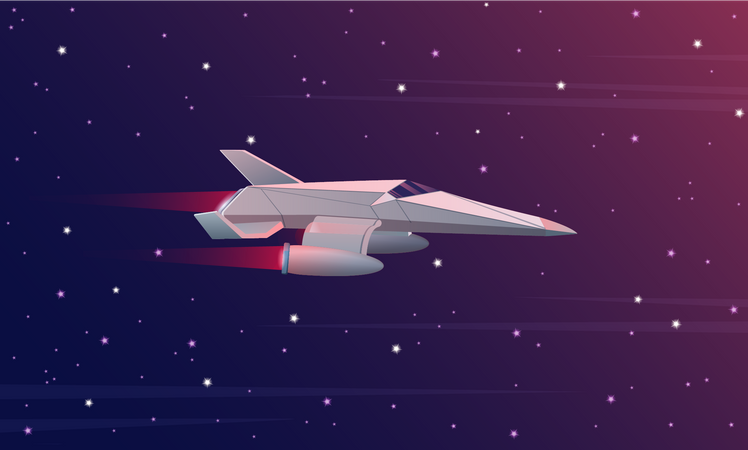 Modern spaceship in space Illustration