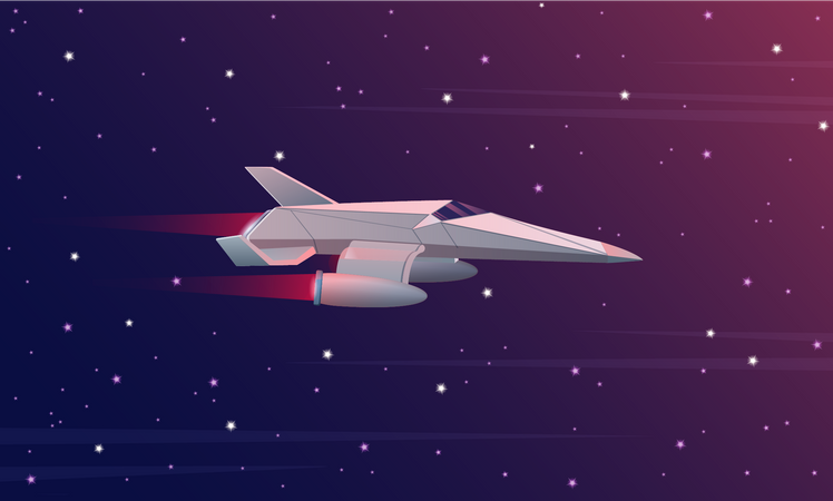 Modern spaceship in space  Illustration