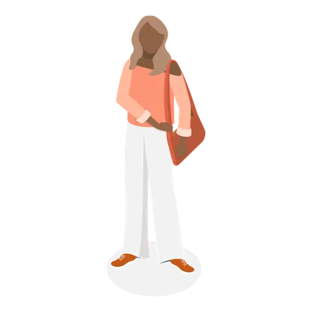 Modern teenage student standing with bag in hand  Illustration