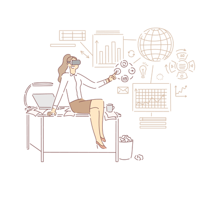 Modern World Business Management  Illustration