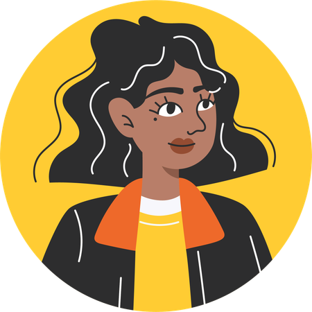 Modern Young Dark-Skinned Woman  Illustration