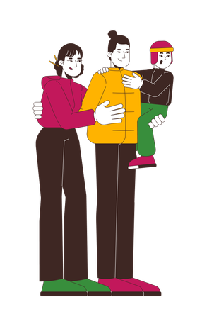 Moderne Familie in Winteroberbekleidung  Illustration