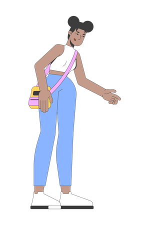 Moderne schwarze Frau mit Umhängetasche  Illustration