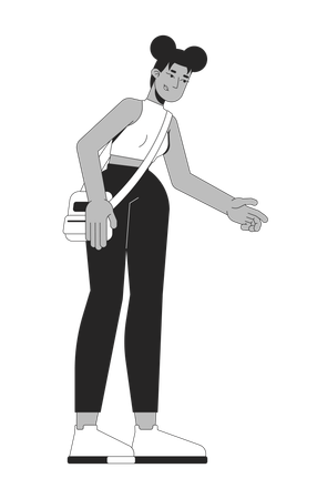 Moderne schwarze Frau mit Umhängetasche  Illustration