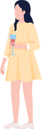 Modest lady holding drink  Illustration