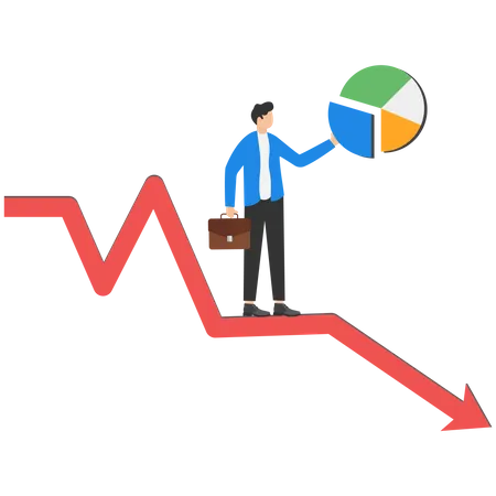 Modifying Investment Portfolio From Stock Market Crash Financial Crisis Or Economic Impact Concept Businessman Investors Adjust Their Investment Portfolio While Standing On Stock Downtrend Lines イラスト