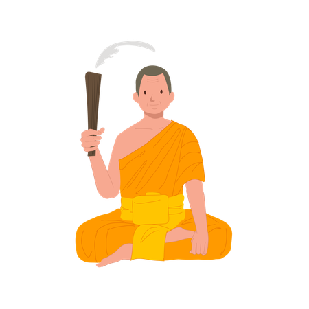 Un moine thaïlandais asperge d'eau bénite  Illustration