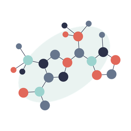 Red de estructura de átomos de moléculas.  Ilustración