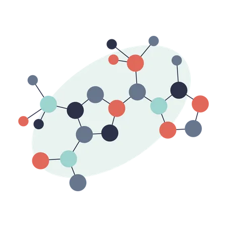 Red de estructura de átomos de moléculas.  Ilustración