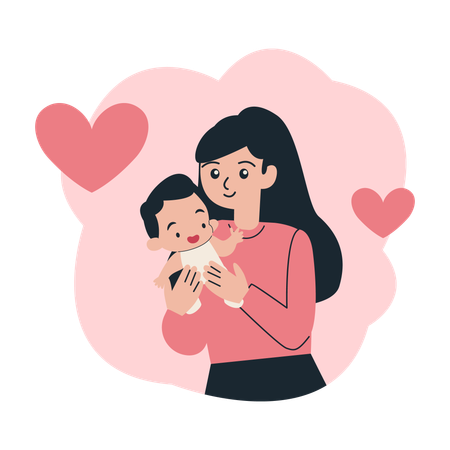 Mom and Child  Illustration