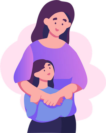 Mom and daughter Illustration