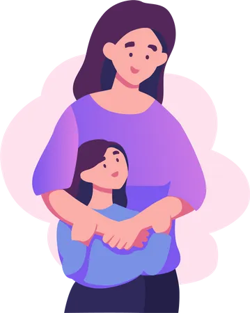 Mom and daughter Illustration