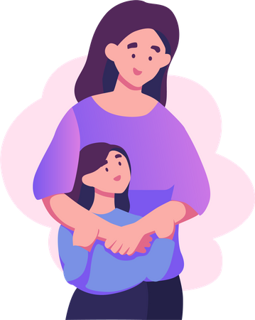 Mom and daughter  Illustration